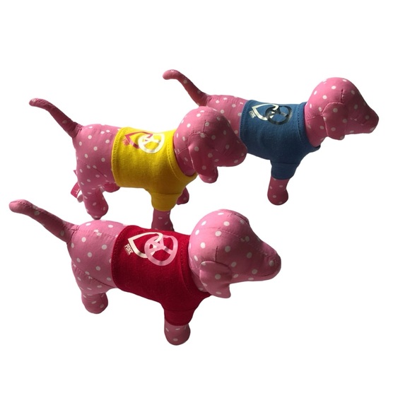 3 PiNK Victoria’s Secret Dogs Recycle Love Polka Dot VS Pink Dog Collector - Picture 2 of 12